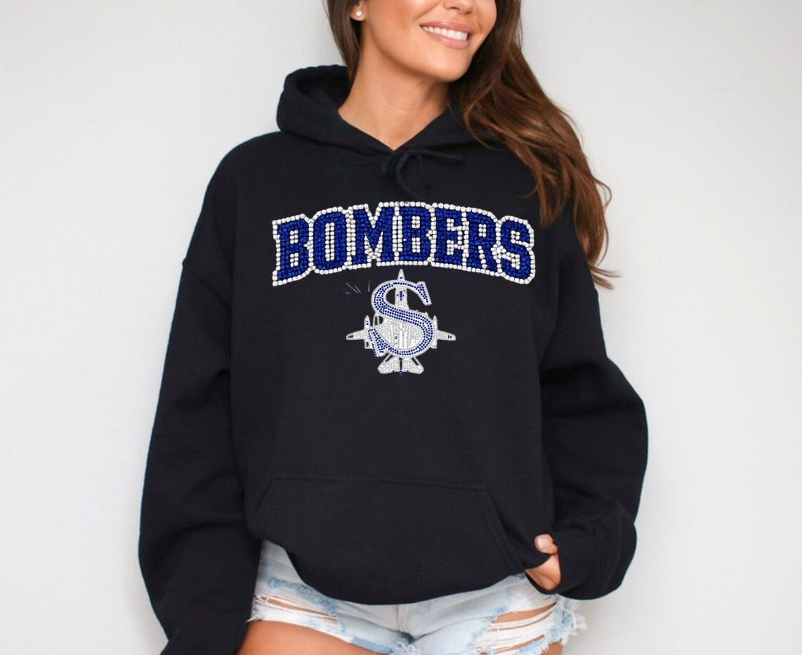 Bombers logo bling hoodie - 031