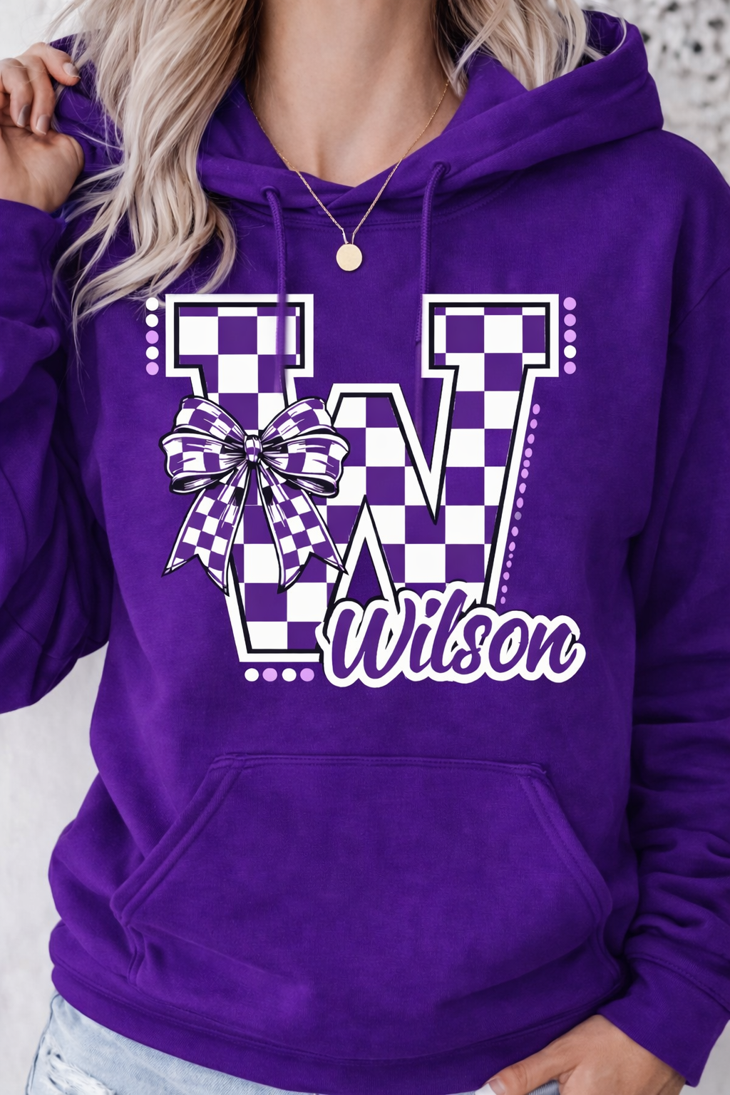 Checkered W with bow - 009