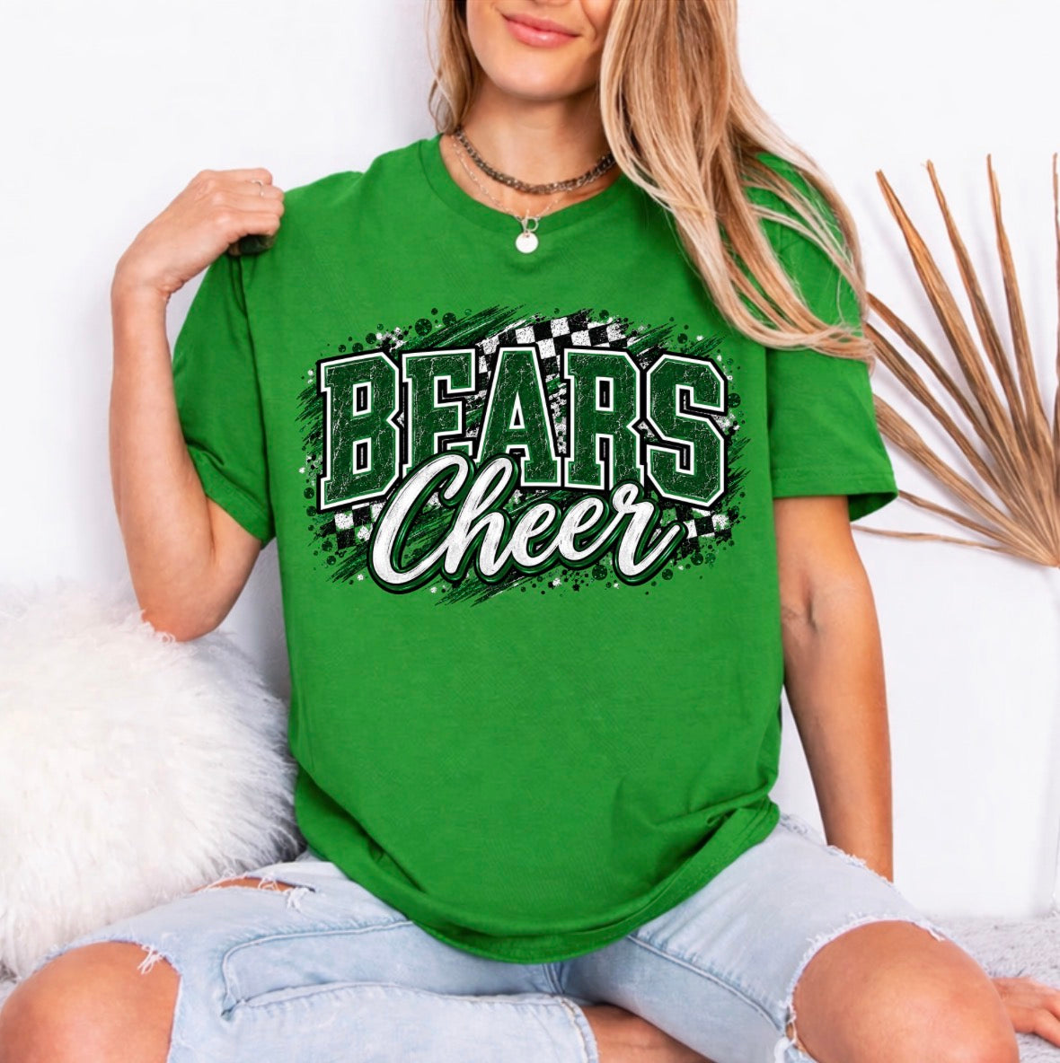Bears cheer checked background - tshirts, sweatshirts, hoodies - 008