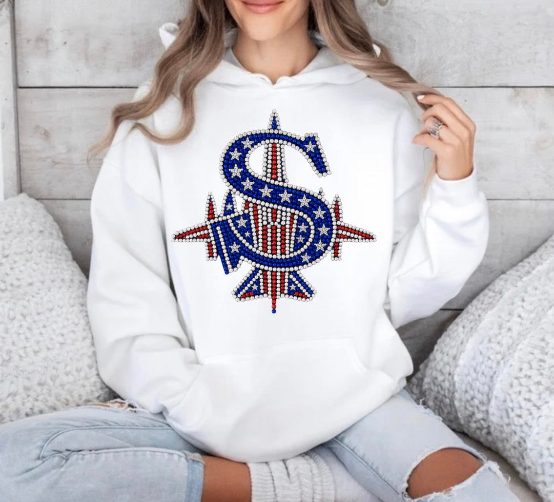 Patriotic bling logo hoodie - 038