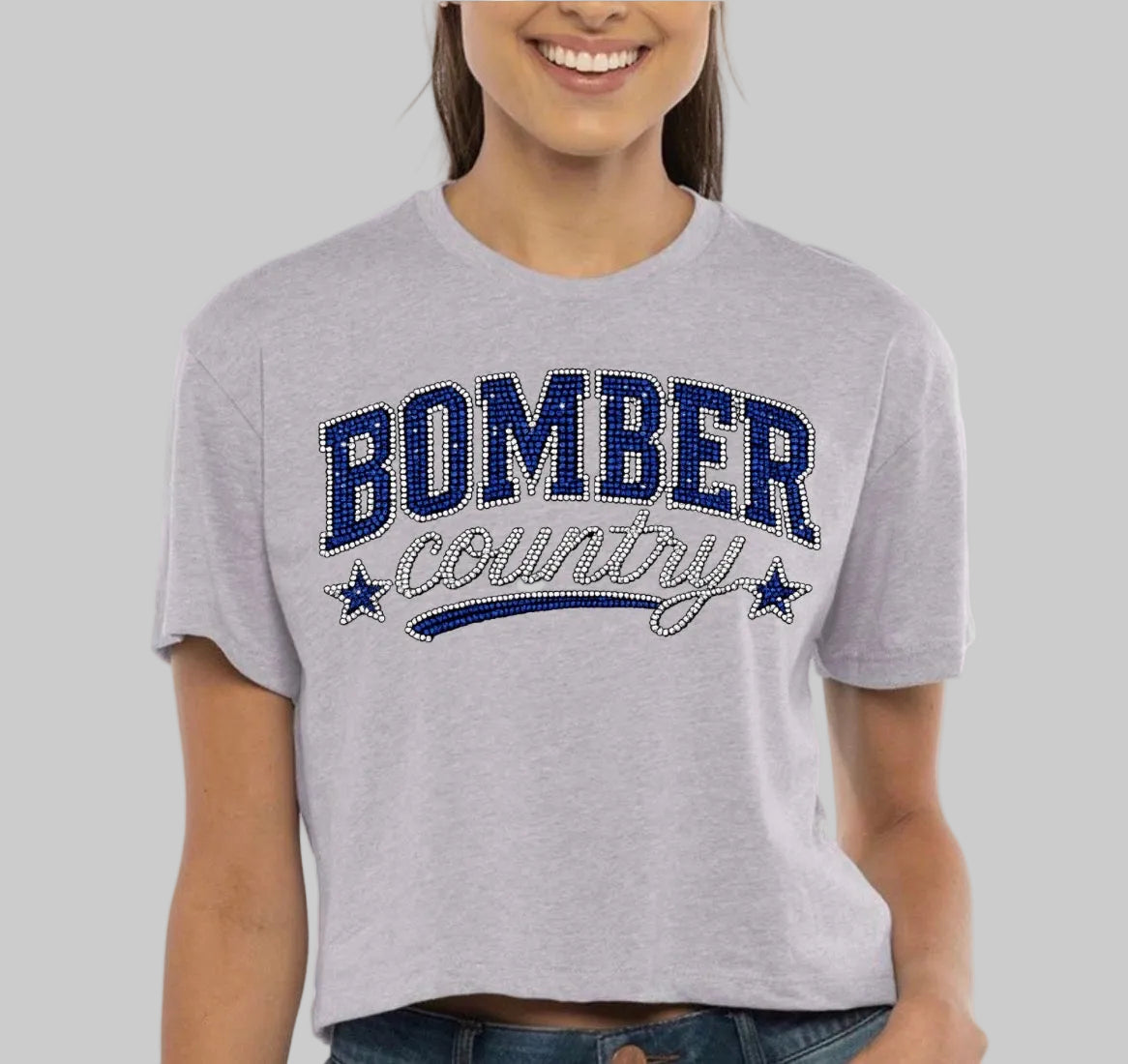 Bombers country bling cropped tee - adult only  014