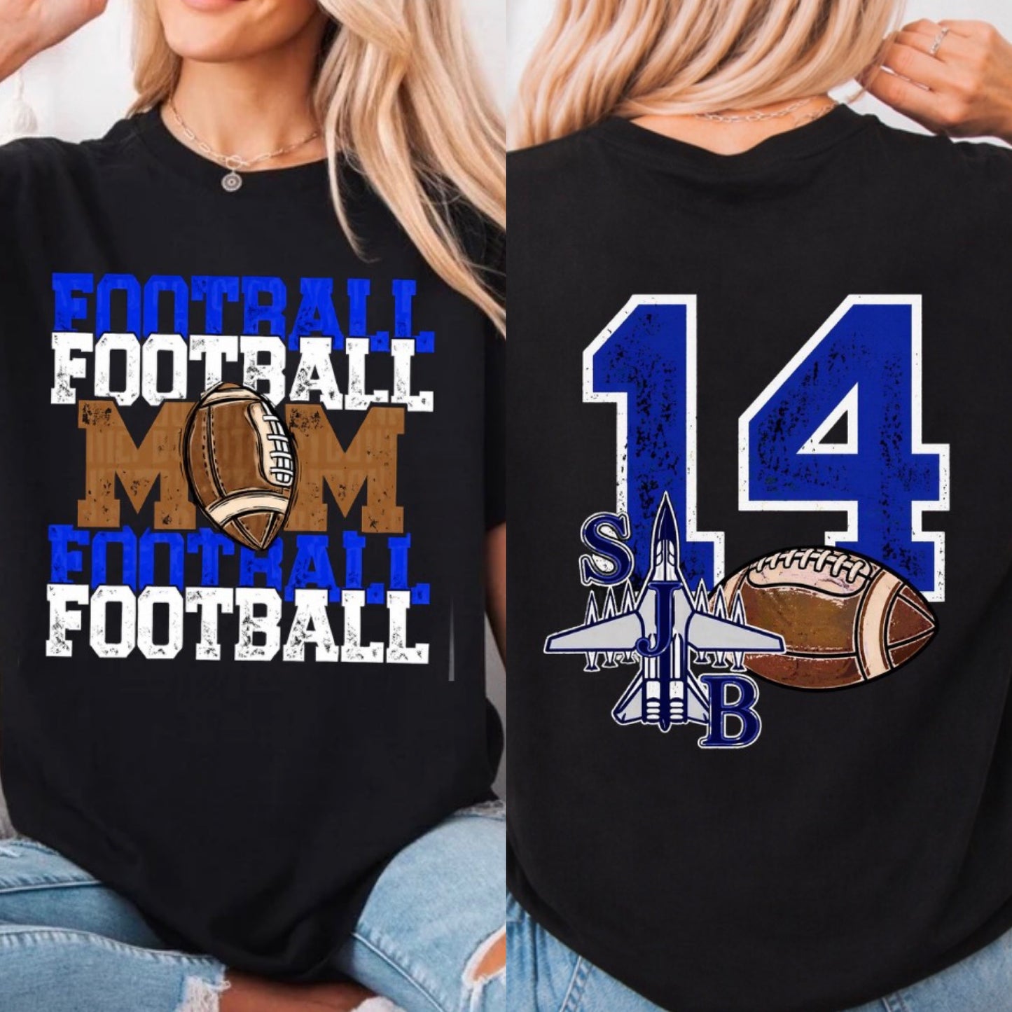 SJB football mom personalized shirt with number on back - tshirts, crewnecks, sweatshirts - 033