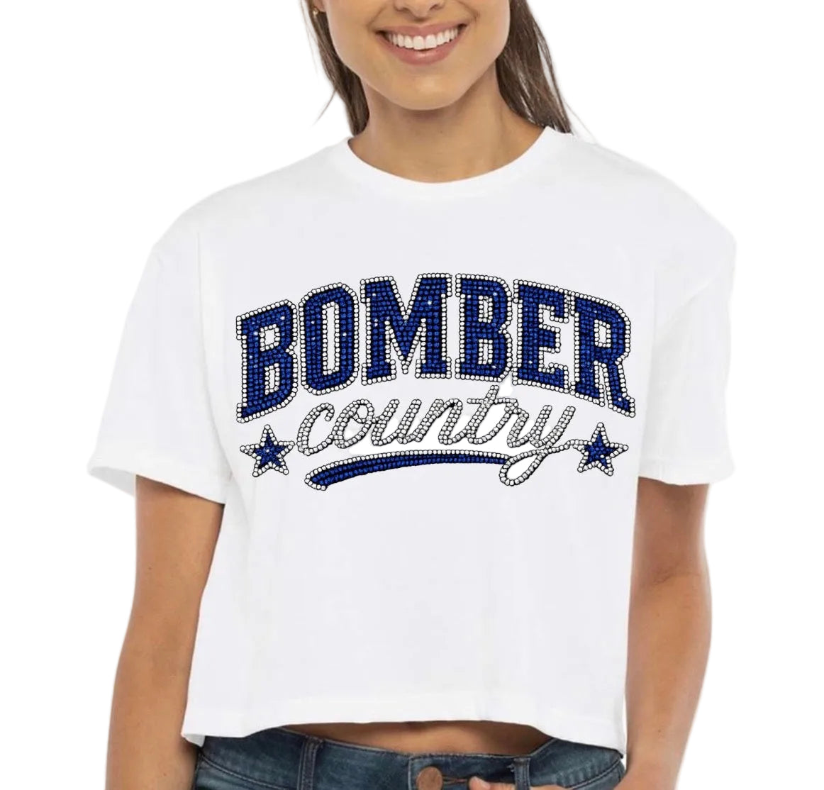 Bombers country bling cropped tee - adult only  014