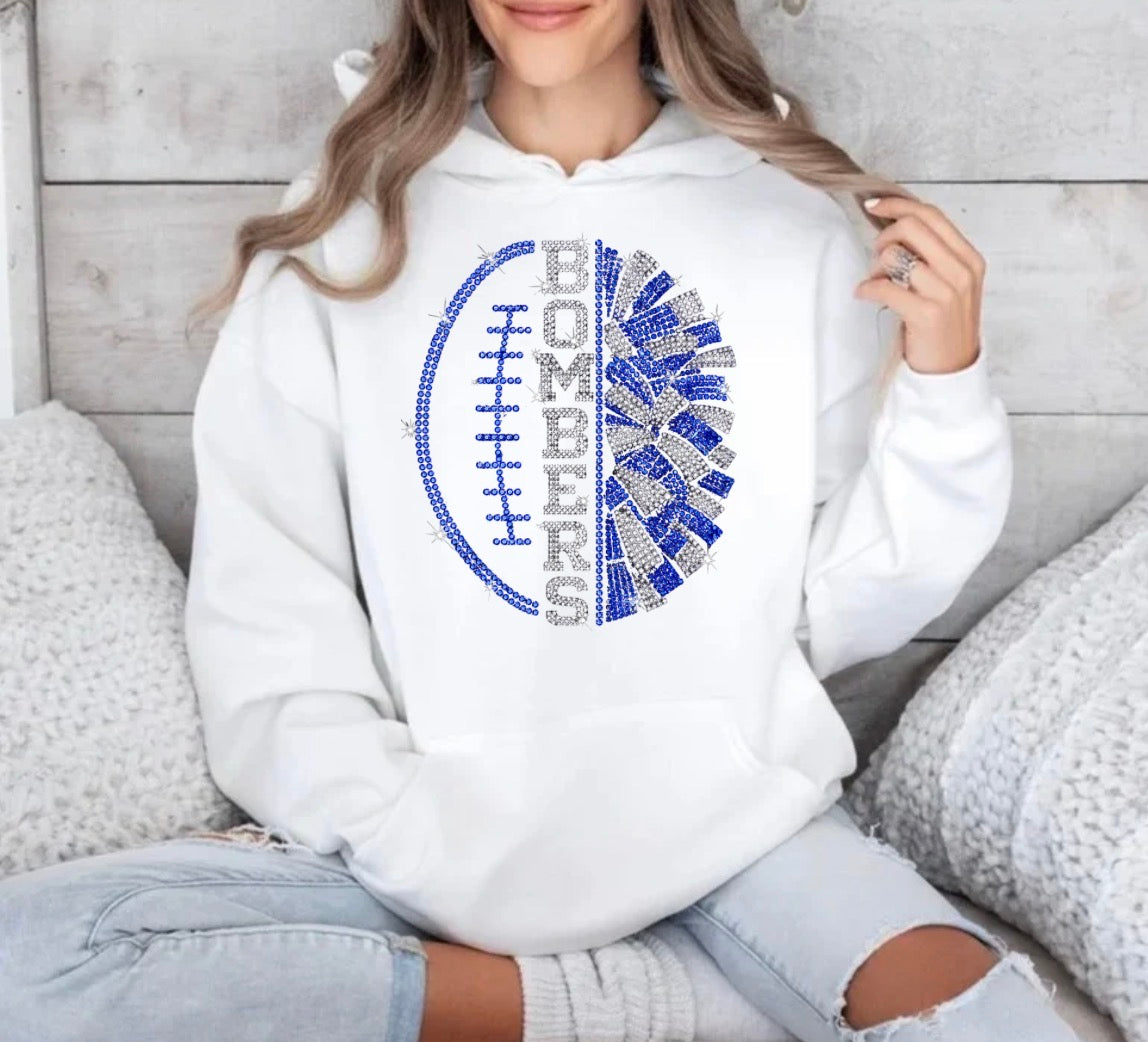 Bombers football and cheer bling hoodie - 011