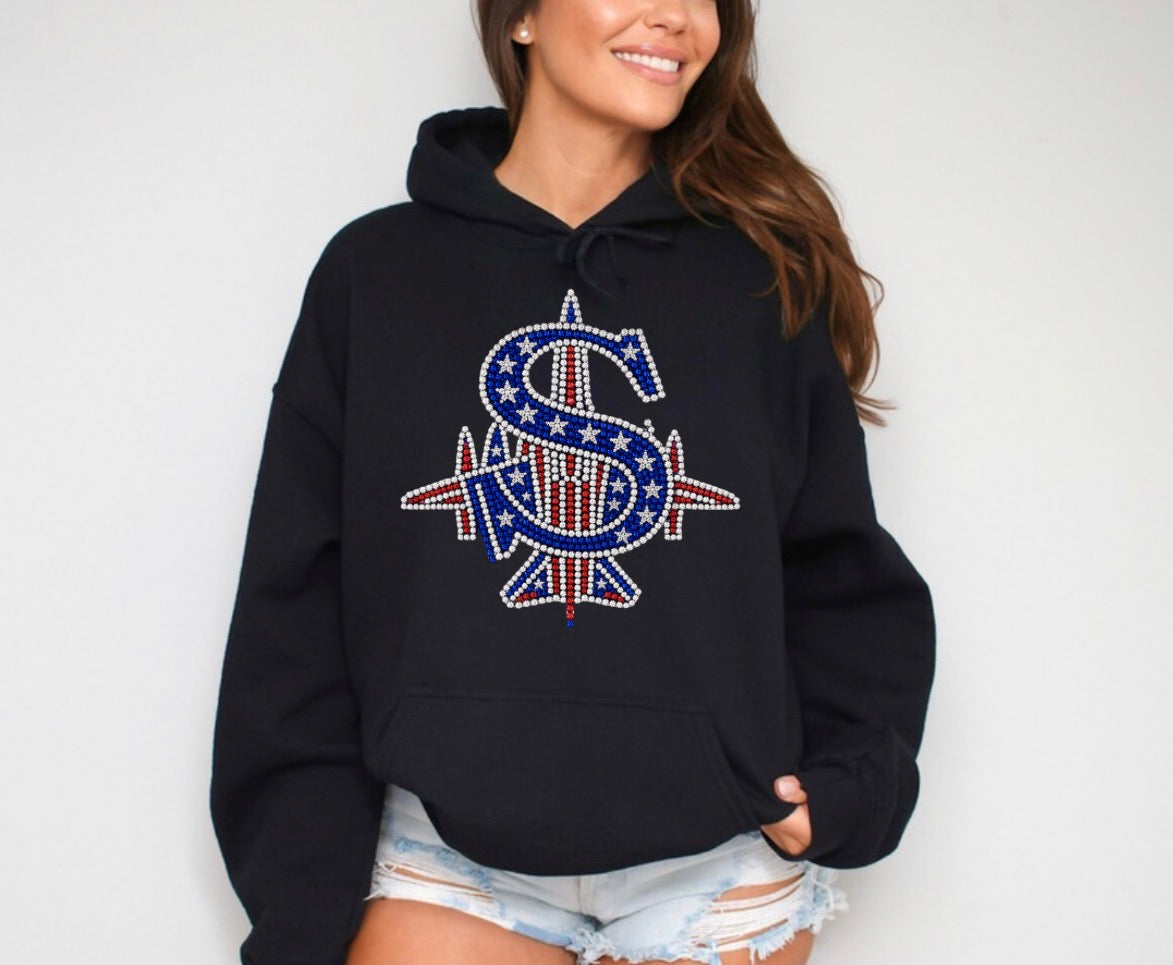 Patriotic bling logo hoodie - 038