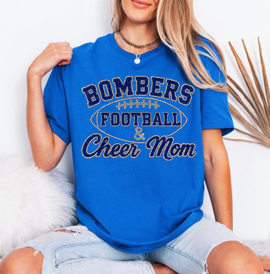 Bombers football and cheer mom bling tshirt - 022