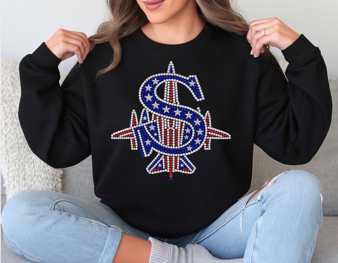 Patriotic bling logo sweatshirt - 037