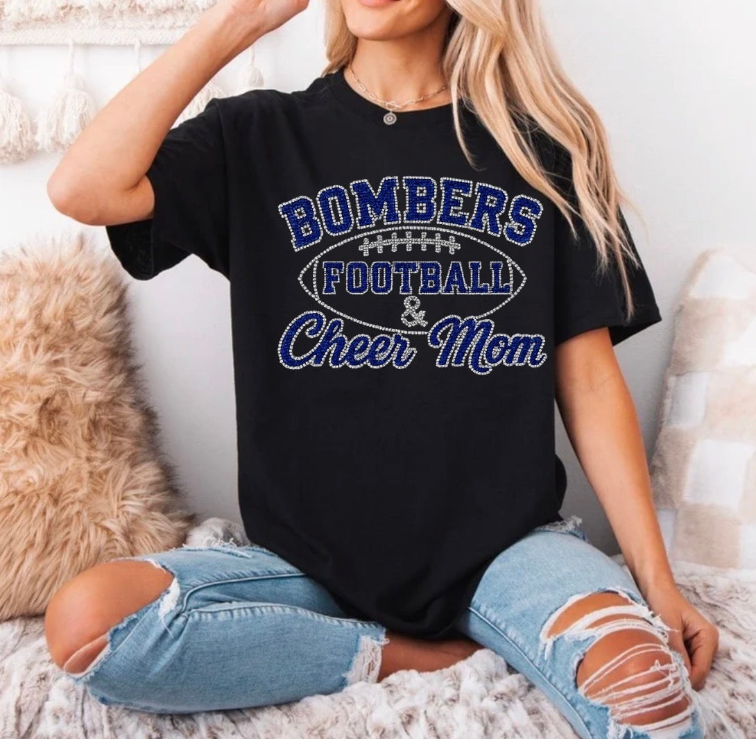 Bombers football and cheer mom bling tshirt - 022