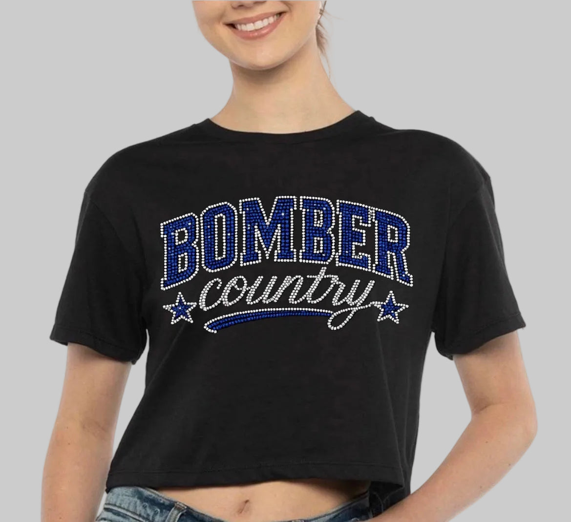 Bombers country bling cropped tee - adult only  014