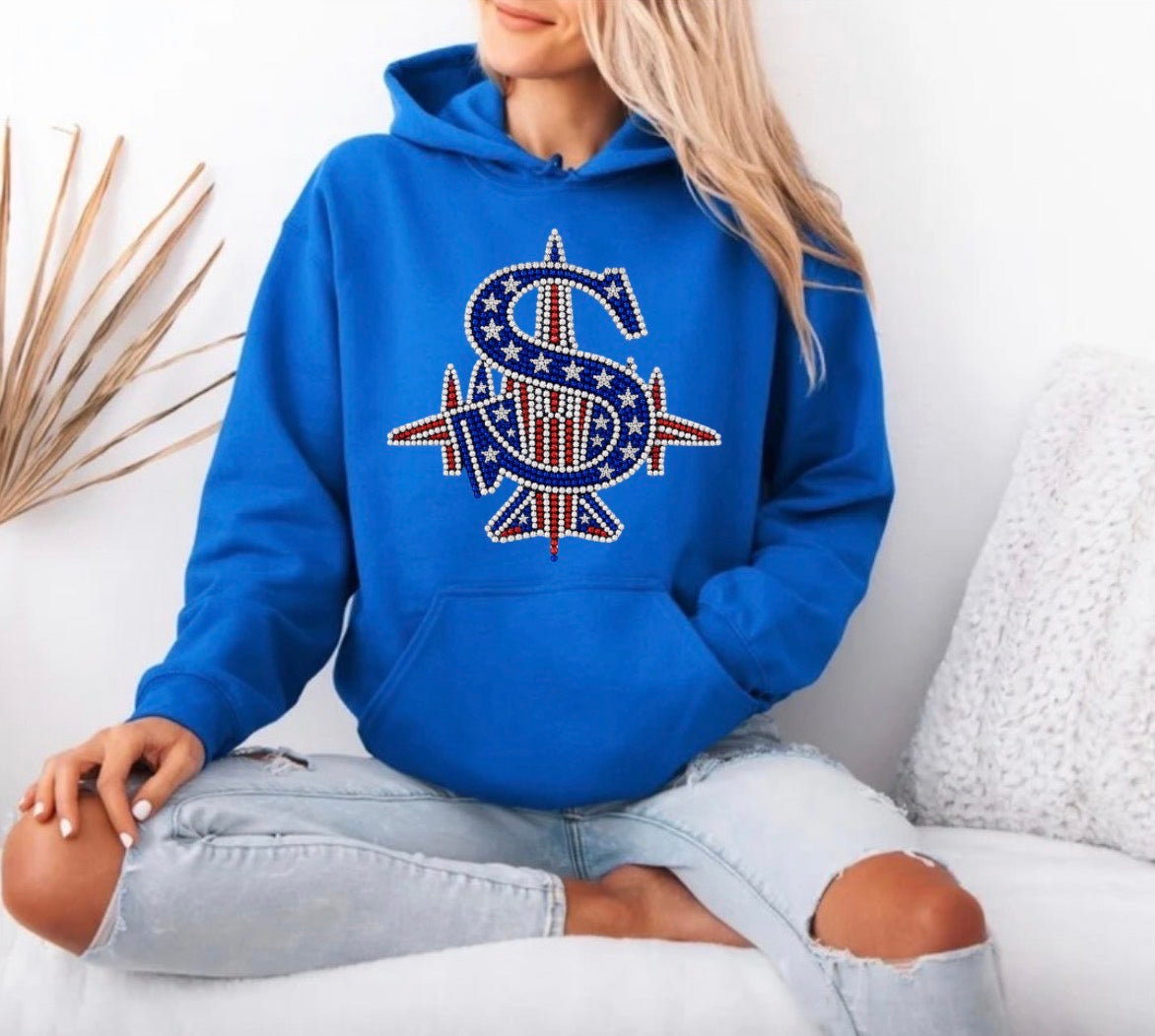 Patriotic bling logo hoodie - 038