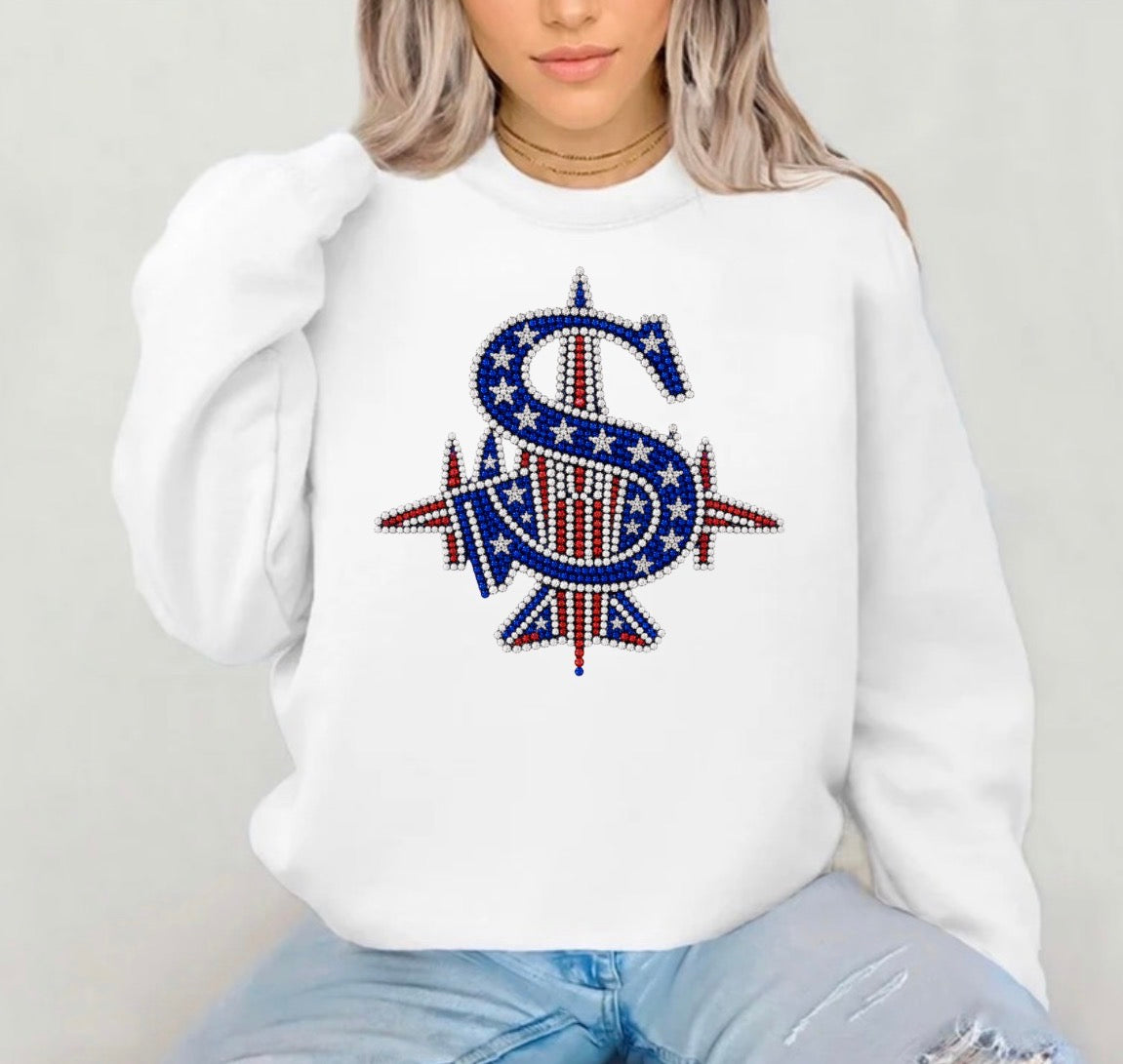 Patriotic bling logo sweatshirt - 037