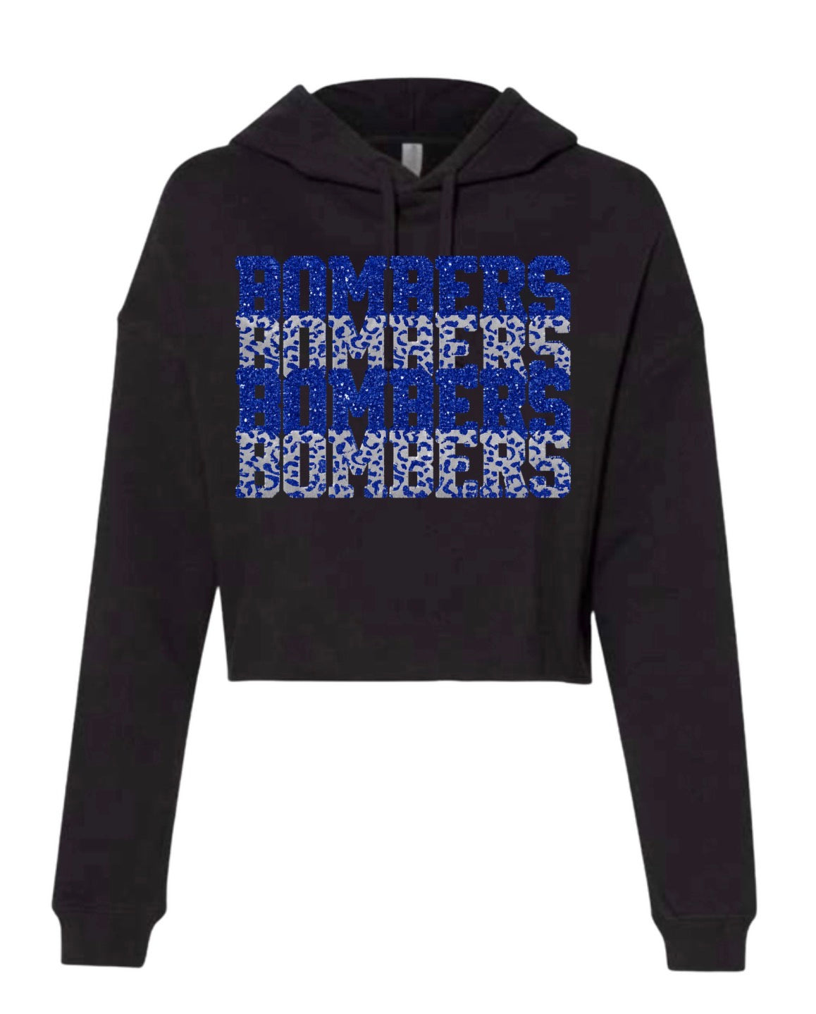 Cropped bombers hoodie, multi with leopard design - 043