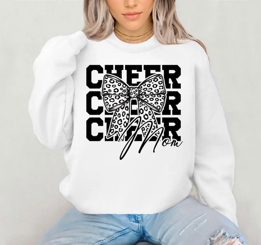 Cheer mom with leopard bow shirt